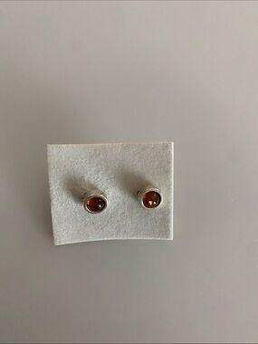 14K GP Amber Stud Earrings - Honey Baltic Amber